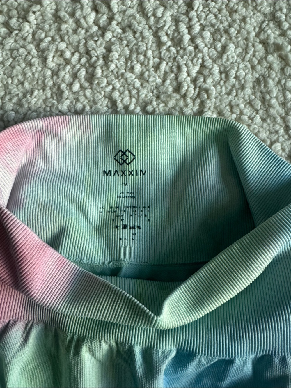 Women's Tie-Dye Bike Shorts - Pastel Green Pink - Picture 4 of 4
